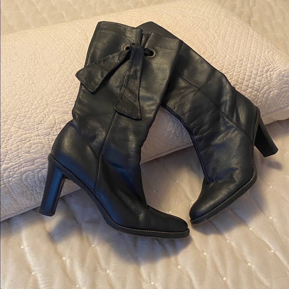 Coccinelle Black leather boots 3 inch heel boots ladies size 6.5